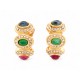 NEUF VINTAGE BOUCLES D'OREILLES CHRISTIAN DIOR 1980 CABOCHONS PIERRES EARRINGS