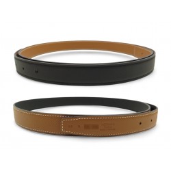 NEUF LIEN DE CEINTURE HERMES CUIR REVERSIBLE 24 MM T95 NOIR GOLD BELT LINK 390€