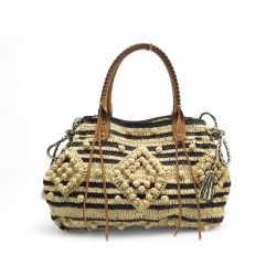 NEUF SAC A MAIN GERARD DAREL CABAS 24H RAPHIA A RAYURES PORTE EPAULE PURSE 345€