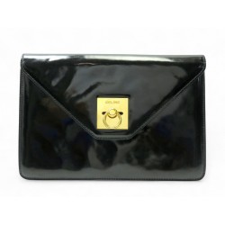 VINTAGE POCHETTE CELINE A RABAT CUIR VERNIS PATENT LEATHER POUCH CLUTCH 1000€