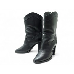 CHAUSSURES SAINT LAURENT BOTTINES KATE WESTERN 620079 CUIR NOIR 37 BOOTS 1095€