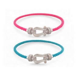 BRACELET FRED FORCE 10 MOYEN 0B0077 T15 OR BLANC 18K 34 DIAMANTS 2 CABLES 4880€