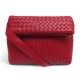 SAC A MAIN BOTTEGA VENETA FLAP LOCK INTRECCIATO CUIR ROUGE BANDOULIERE BAG 1800€