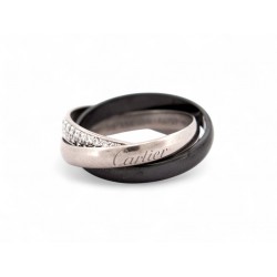 BAGUE CARTIER TRINITY CERAMIQUE DIAMANTS PM CRB4235400 T50 OR BLANC RING 7750€