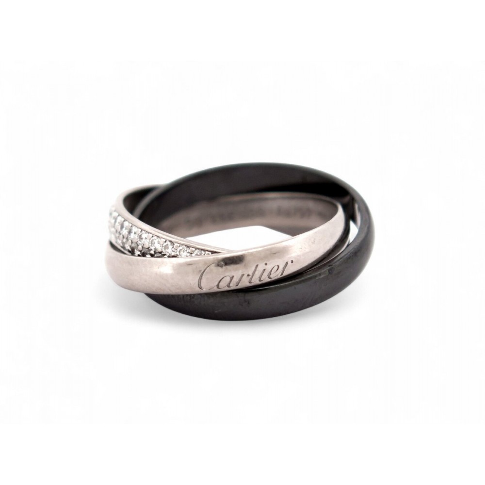 BAGUE CARTIER TRINITY CERAMIQUE DIAMANTS PM CRB4235400 T50 OR BLANC RING 7750€