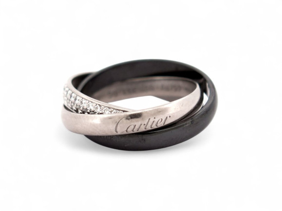 bague cartier trinity ceramique diamants pm crb4235400