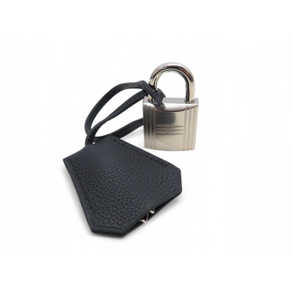 NEUF TIRETTE AVEC CLOCHETTE HERMES BIRKIN HAUT A COURROIE GRAINE NOIR CADENAS