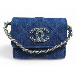 NEUF SAC A MAIN CHANEL WALLET ON CHAIN 19 DENIM MATELASSE PURSE HAND BAG 3000€