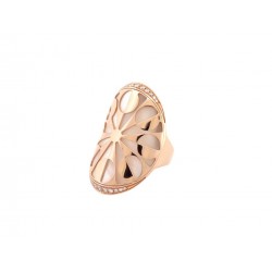 NEUF BAGUE BULGARI INTARSIO NACRE T52 EN OR ROSE 18K 14.3GR SERTI DIAMANTS RING