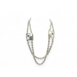 VINTAGE COLLIER PACO RABANNE SAUTOIR CHAINE 70CM METAL ARGENTE SILVERED NECKLACE