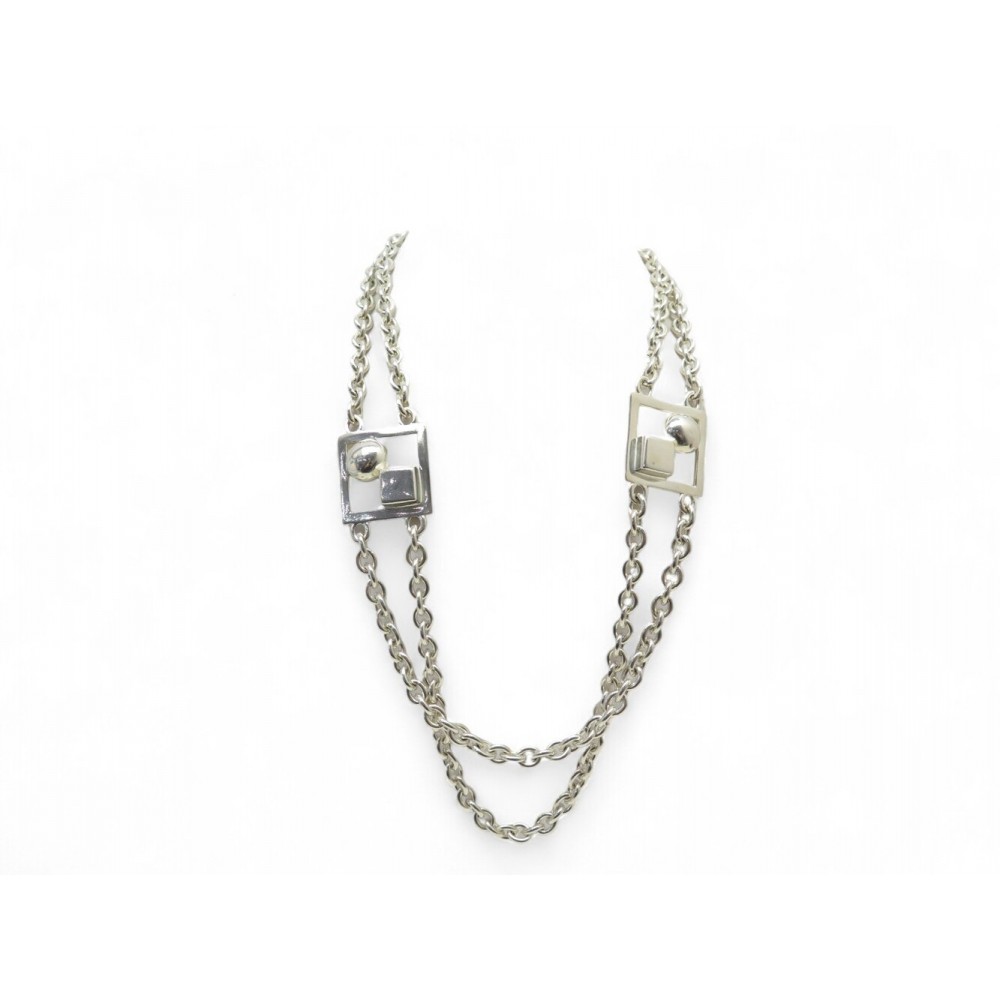 VINTAGE COLLIER PACO RABANNE SAUTOIR CHAINE 70CM METAL ARGENTE SILVERED NECKLACE