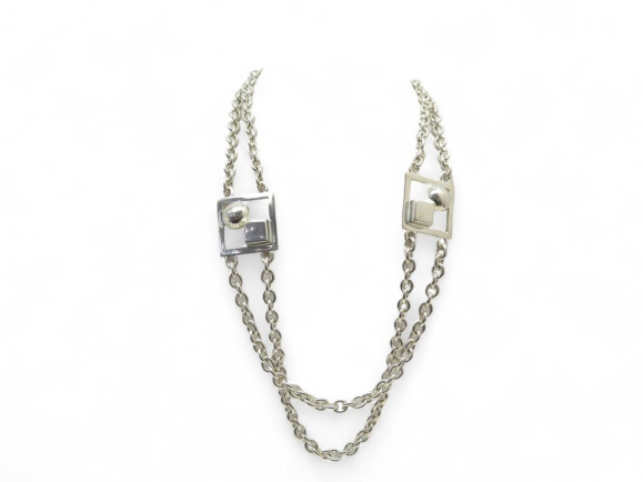 collier paco rabanne sautoir chaine 70cm metal