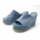 CHAUSSURES CHANEL SABOTS G29032 OPEN TOE EN DENIM CHAINE CC 36 MULES SHOES 1350€