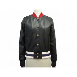 BLOUSON GUCCI 479068 42 IT 38 FR M EN CUIR NOIR HOLLYWOOD BOMBER JACKET 3400€