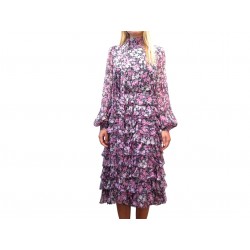 NEUF ROBE GIAMBATTISTA VALLI 42 IT 38 FR M EN SOIE ROSE FLORAL SILK DRESS 2200€