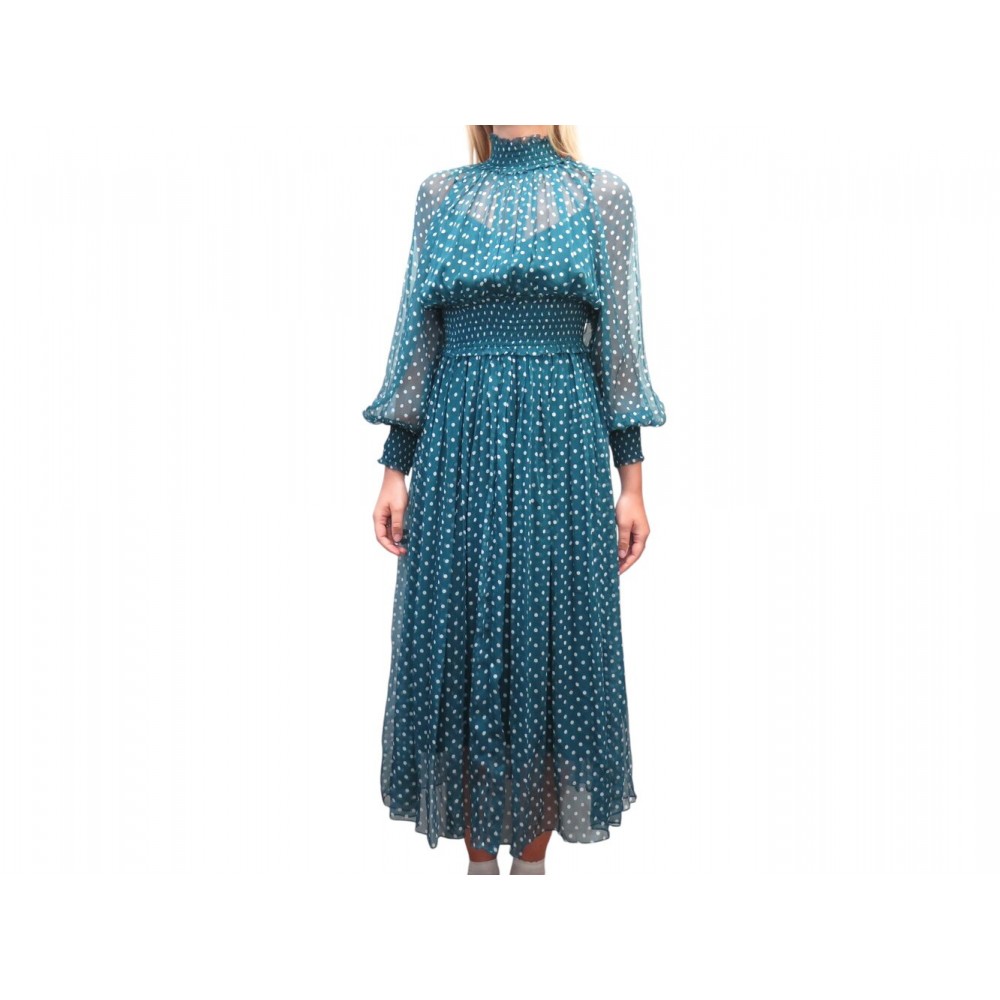 NEUF ROBE ZIMMERMANN MONCUR EN SOIE VERTE A POIS + SOUS ROBE T1 S 36 DRESS 950€