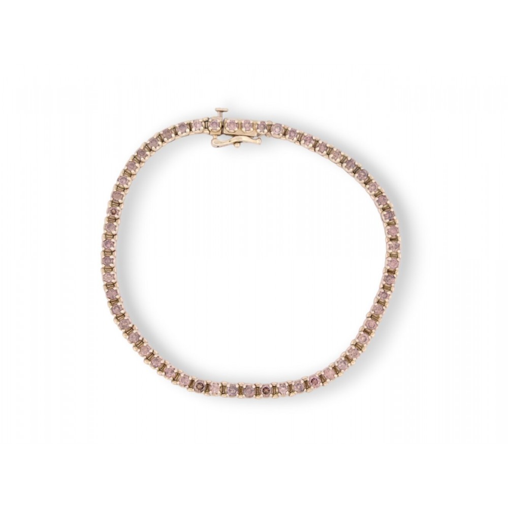 NEUF BRACELET TENNIS T18.5 RIVIERE 53 DIAMANTS FANCY 4.2CT OR JAUNE 14K BANGLE