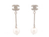  boucles d'oreilles chanel logo cc strass perles