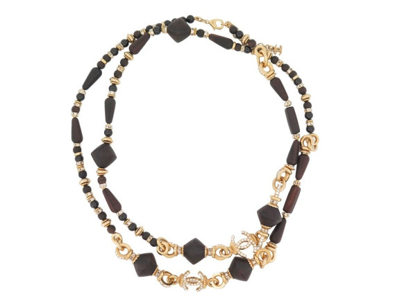 collier chanel sautoir logo cc 2023 bois perles