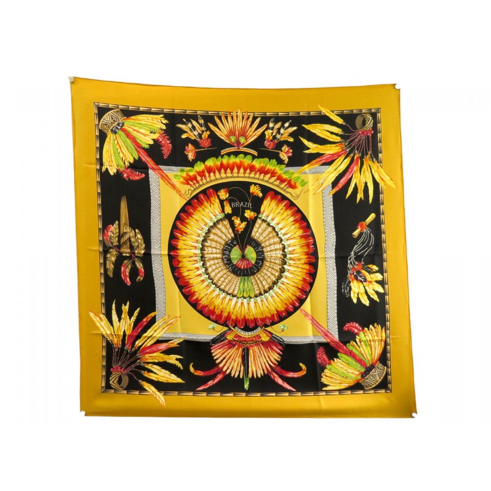 FOULARD HERMES BRAZIL LAURENCE BOURTHOUMIEUX CARRE 90 EN SOIE SILK SCARF 530€