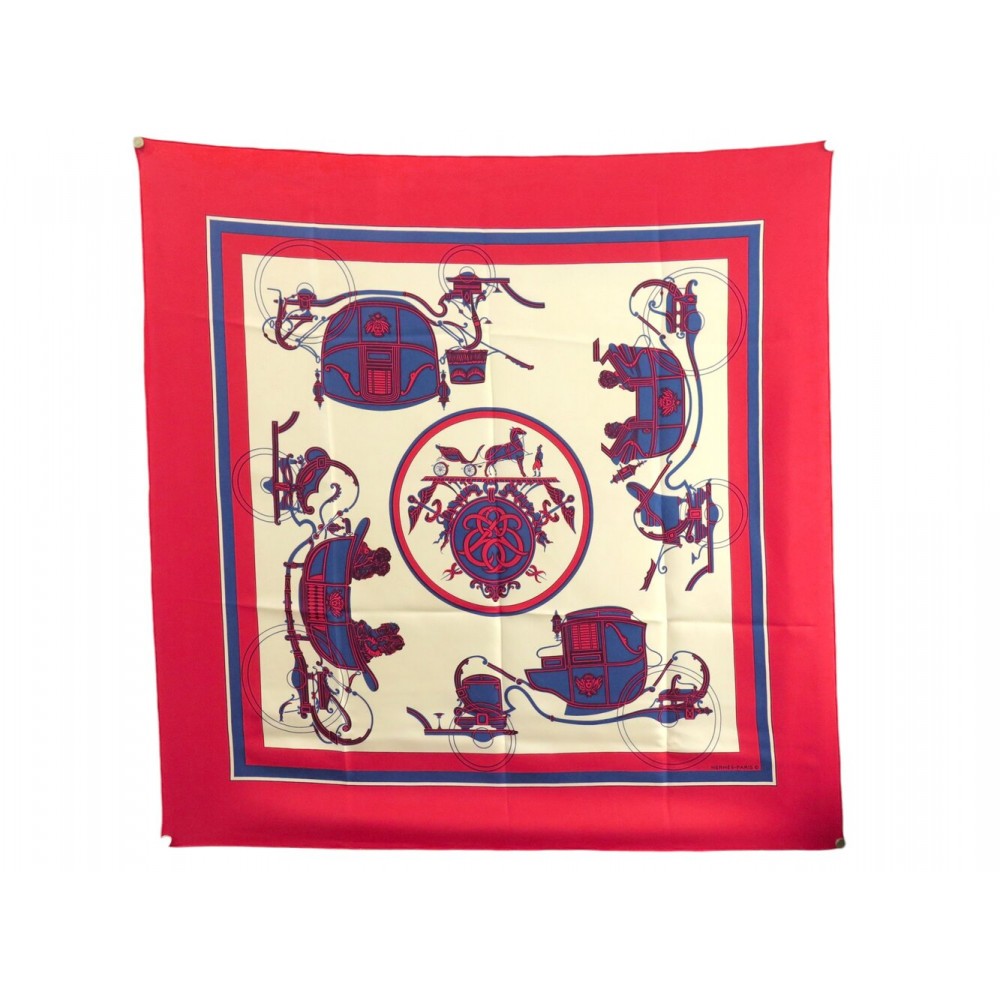 FOULARD HERMES EX LIBRIS 1ERE EDITION 1946 GRYGKAR SOIE ROUGE CARRE SCARF 530€