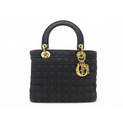 VINTAGE SAC A MAIN CHRISTIAN DIOR LADY MEDIUM TOILE CANNAGE NOIR HAND BAG 4400€