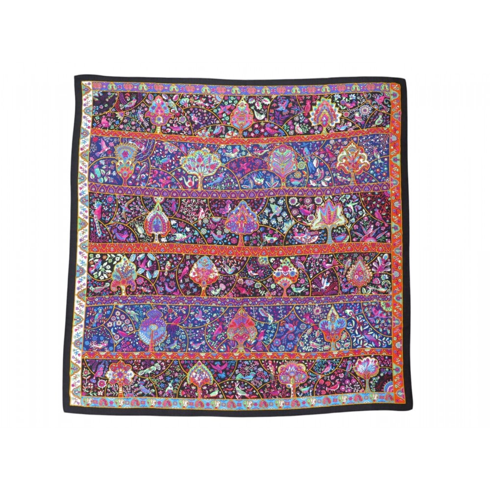 CHALE HERMES AU PAYS DES OISEAUX FLEURS HENRY 140 EN CACHEMIRE SOIE SHAWL 1260€