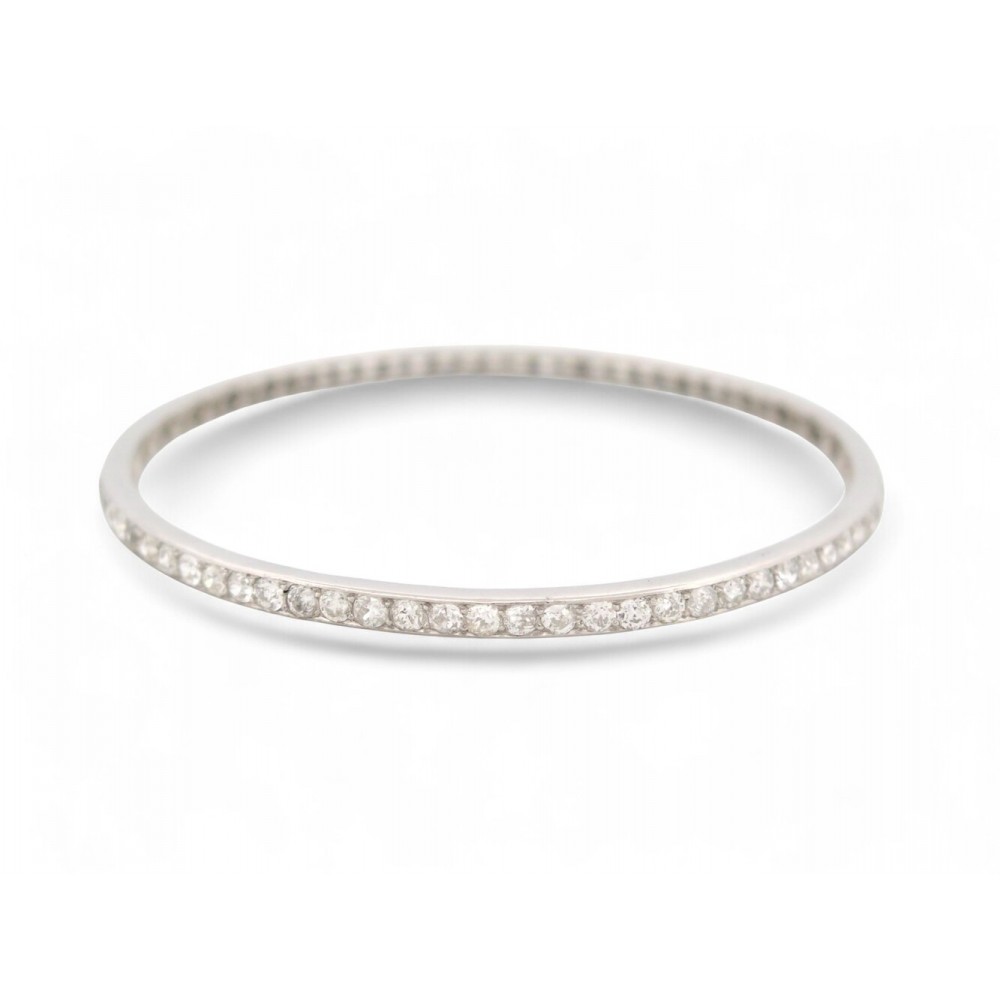 BRACELET JONC SERTI COMPLET 78 DIAMANTS 3.8CT PLATINE 850 25.3GR DIAMONDS BANGLE