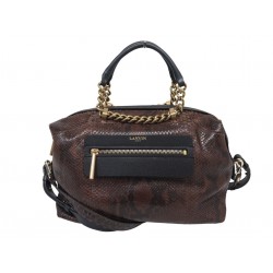 NEUF SAC A MAIN LANVIN PADAM BOWLING PYTHON MARRON BANDOULIERE HAND BAG 3200€