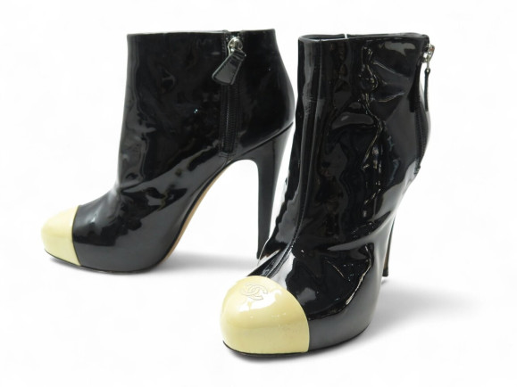 chaussures chanel g28290 bottines a talons 38.5 cuir