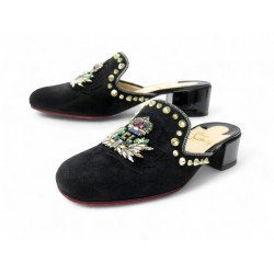 CHAUSSURES CHRISTIAN LOUBOUTIN MULES 37 EVENING SUN 35 CL12120S DAIM NOIR 995€