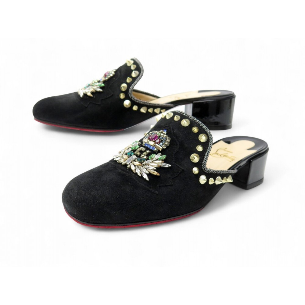 CHAUSSURES CHRISTIAN LOUBOUTIN MULES 37 EVENING SUN 35 CL12120S DAIM NOIR 995€