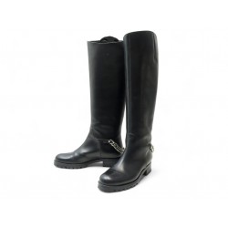 CHAUSSURES CHRISTIAN LOUBOUTIN BOTTES CATE 37 EN CUIR NOIR & CHAINE BOOTS 1495€
