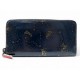 PORTEFEUILLE LOUBOUTIN SIGNES DU ZODIAQUE EN CUIR VERNI BLEU MARINE WALLET 550€
