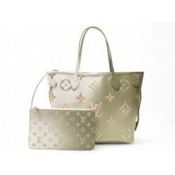 NEUF SAC A MAIN LOUIS VUITTON NEVERFULL MM EN TOILE SUNSET KAKI M59859 POCHETTE