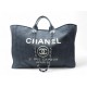 SAC A MAIN CHANEL DEAUVILLE SHOPPING XL 50 CM CABAS TOILE BLEUE TOTE BAG 4400€