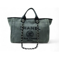 SAC A MAIN CHANEL CABAS DEAUVILLE MEDIUM LOGO CC SEQUINS GRIS TOTE BAG 3800€