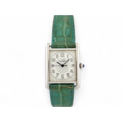 VINTAGE MONTRE MUST DE CARTIER TANK GM 2414 33 MM ARGENT 925 QUARTZ SILVER WATCH