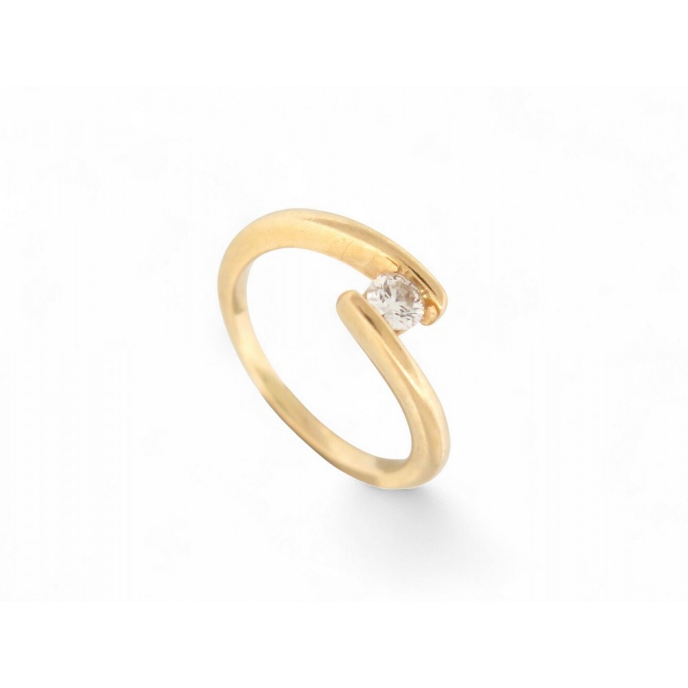 NEUF BAGUE SOLITAIRE DIAMANT 0.15CT BRILLANT T46 OR JAUNE 18K 2.5GR GOLD RING