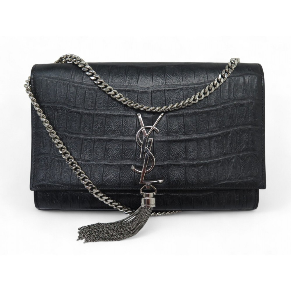 SAC A MAIN SAINT LAURENT KATE TASSEL MEDIUM 354119 CUIR FACON CROCO BAG 2150€