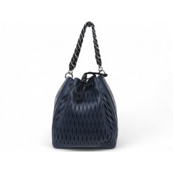 SAC A MAIN SONIA RYKIEL LE BALTARD BUCKET CUIR BLEU PERFORE LEATHER HANDBAG 590€