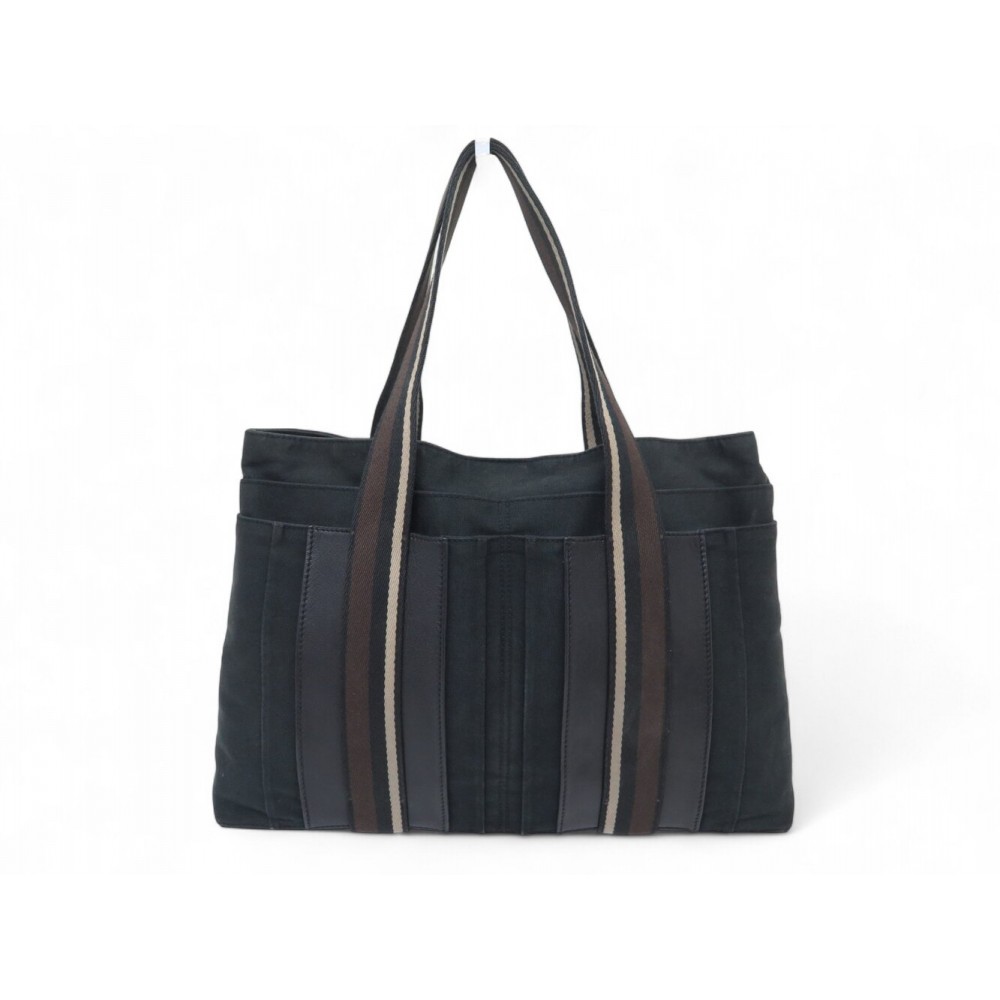 SAC A MAIN HERMES TROCA MM CABAS EN TOILE ET CUIR NOIR BLACK TOTE HAND BAG 1000€