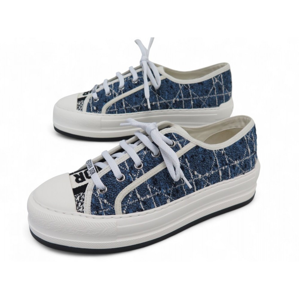 NEUF CHAUSSURES BASKETS WALK'N DIOR TWEED CANNAGE KCK386CTW 39 SNEAKERS 950€