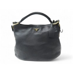 SAC A MAIN PRADA CABAS EN CUIR GRAINE NOIR SHOPPING TOTE HAND BAG PURSE 4000€