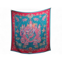 CHALE HERMES BELOVED INDIA CARRE BLEU 140 CM DUMAS CACHEMIRE & SOIE SHAWL 1260€