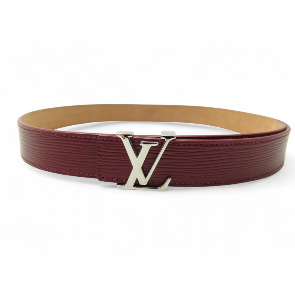 CEINTURE LOUIS VUITTON BOUCLE INITIALES LV M9805 T90 CUIR EPI BORDEAUX BELT 675€