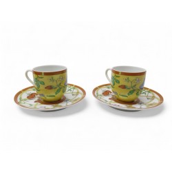 SERVICE A THE CAFE HERMES LA SIESTA 2 TASSES SOUCOUPES EN PORCELAINE CUPS 450€