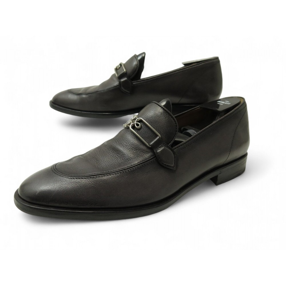 CHAUSSURES BERLUTI FLANEUR 7 41 DETAIL B MOCASSINS CUIR GRENU GRIS SHOES 2640€