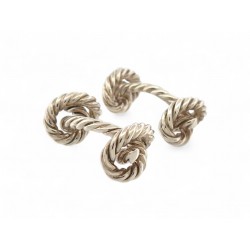 BOUTONS DE MANCHETTES HERMES CORDAGE NOEUD MARIN ARGENT 925 14GR CUFFLINKS 600€