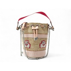 SAC A MAIN CHRISTIAN LOUBOUTIN MARIE JANE BUCKET EN RAFFIA PANIER HAND BAG 950€